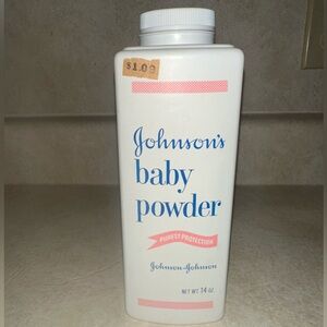 1970s-80s Johnsons Baby Powder 14 oz Purest Protection Talc Prop Square VTG 99%+